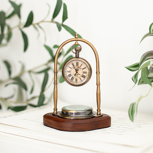 Way Finder Table Clock With Compass