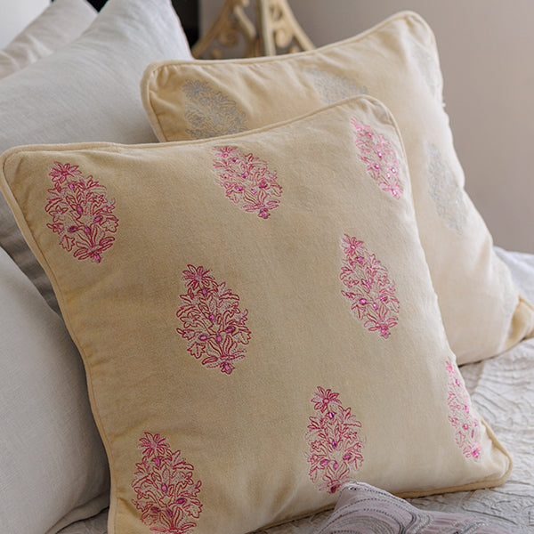 Embroidered Velvet Elegance Cushion Cover