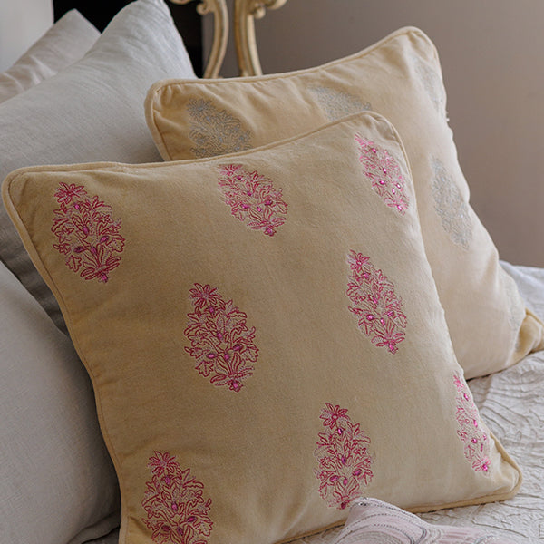 Embroidered Velvet Elegance Cushion Cover