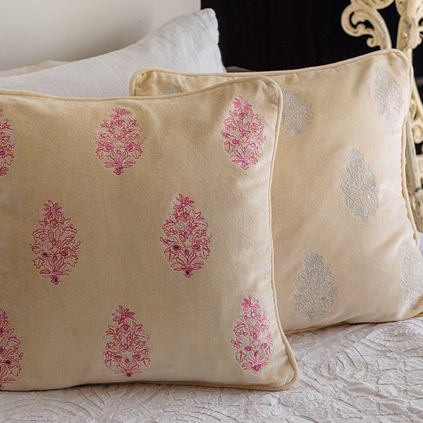 Embroidered Velvet Elegance Cushion Cover