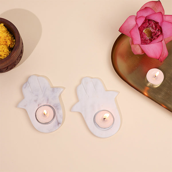 Palm Marble Candle Holder (Set of 2)