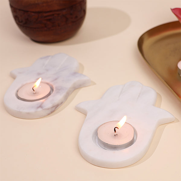 Palm Marble Candle Holder (Set of 2)