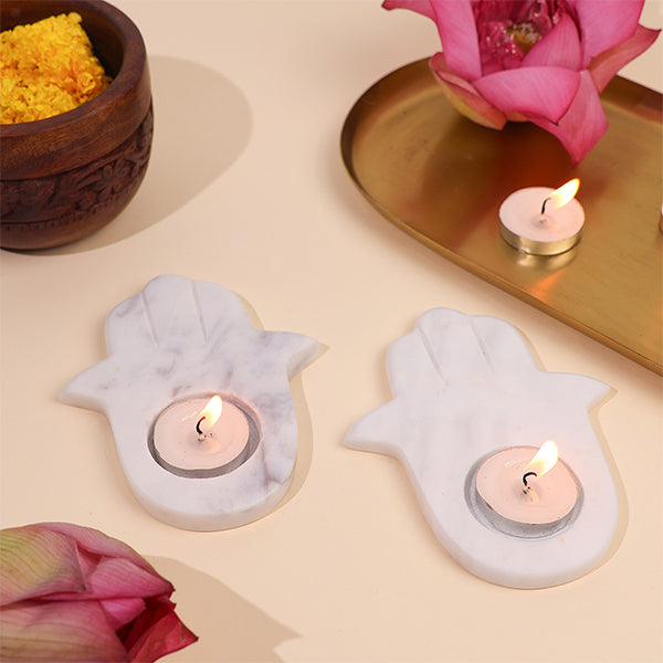 Palm Marble Candle Holder (Set of 2)