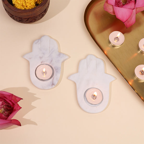 Palm Marble Candle Holder (Set of 2)
