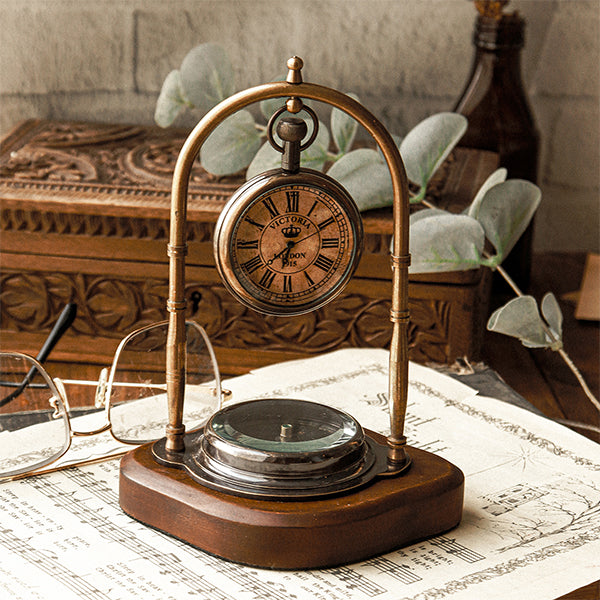 Way Finder Table Clock With Compass