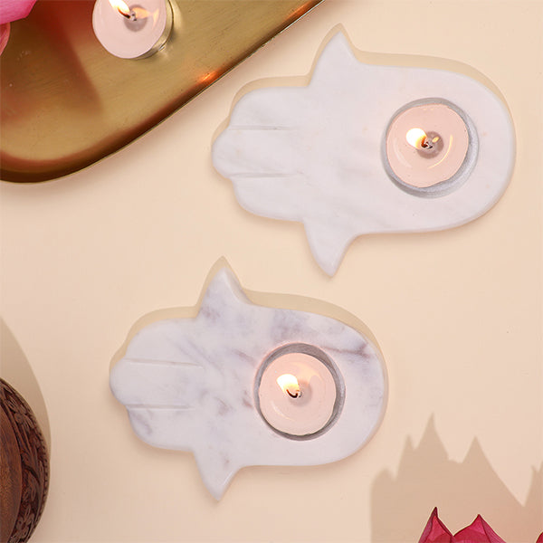 Palm Marble Candle Holder (Set of 2)