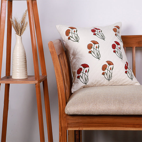 Floral Harmony Quilted Cushion Cover