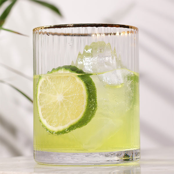 Ribbed Gold Rim Short Tumbler Set Of 6