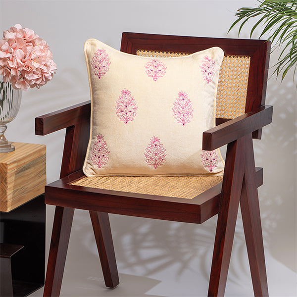 Embroidered Velvet Elegance Cushion Cover