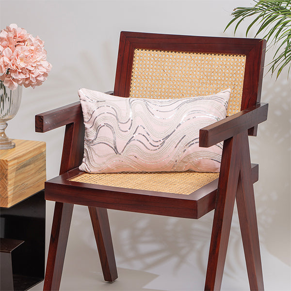 Blue Embroidered Velvet Cushion Cover