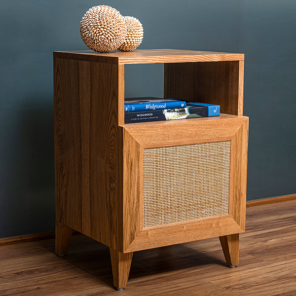 Rustic Rattan Side Table