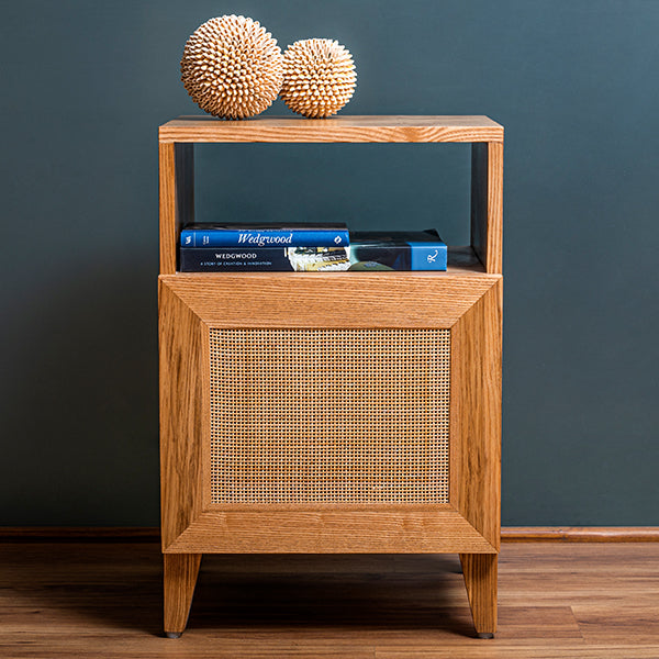 Rustic Rattan Side Table