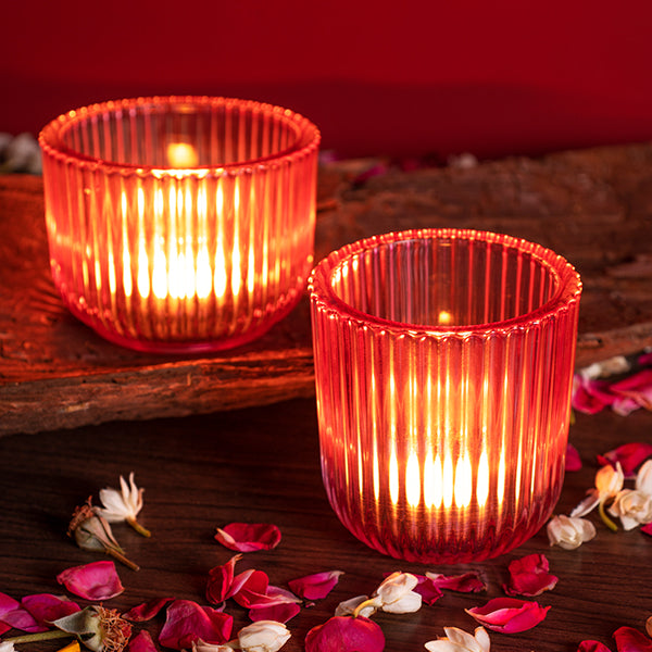 Glass Tea Light Candle Holder - Free T-Light Candles