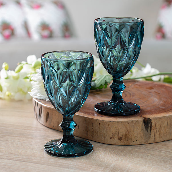 Denim Blue Stem Glass Volume(ML)-250 (Set of 6)
