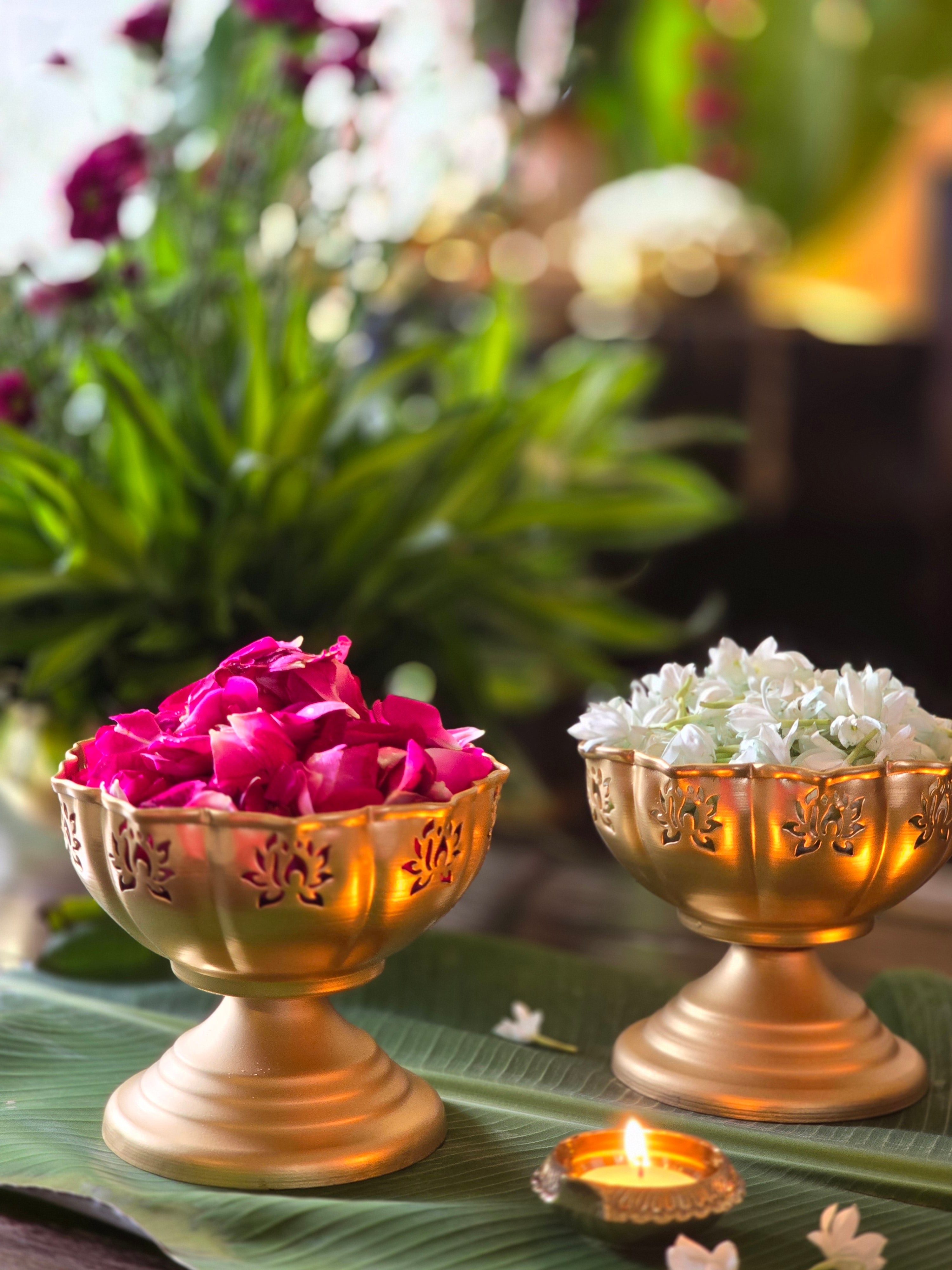 Golden Petal Urli - Set of 2