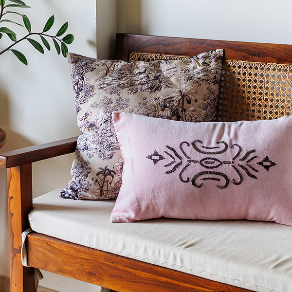 Embroidered Velvet Treasures Cushion Cover