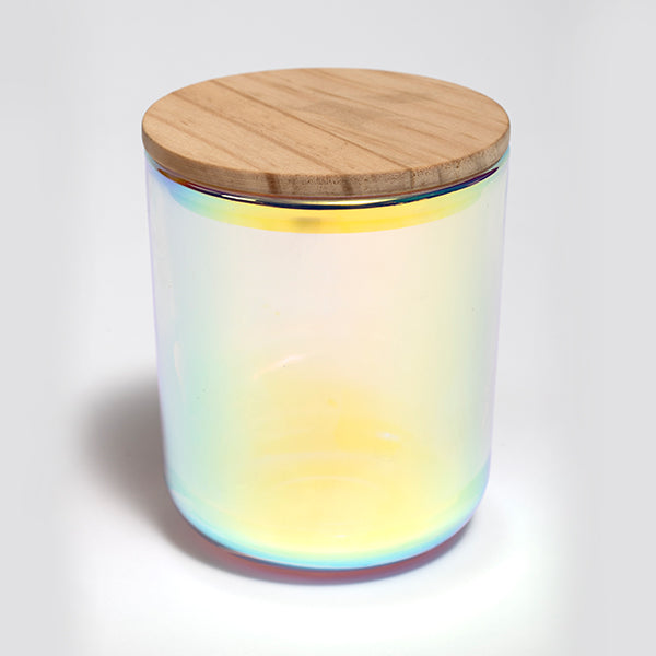 White Iridescent candle jar